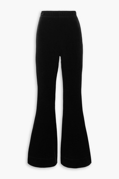 Stretch-velvet flared pants