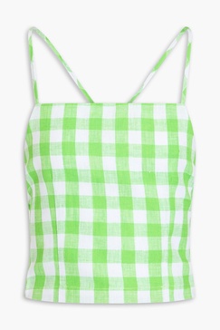 Carrie cropped checked hemp top