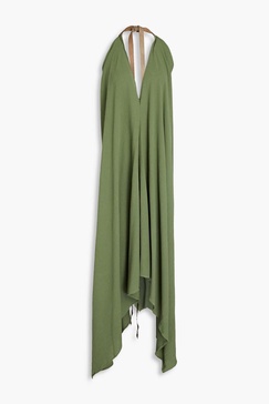 Abalkan asymmetric cotton-gauze halterneck dress