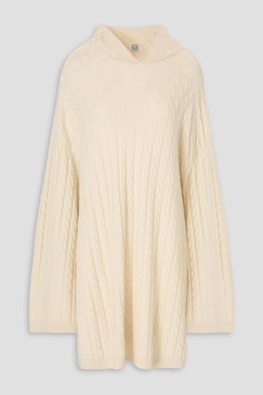 Oversized cable-knit wool and cashmere-blend turtleneck sweater