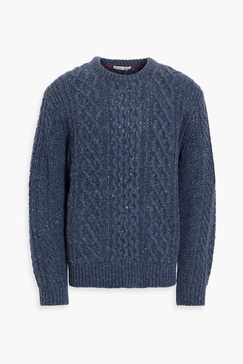 Fisherman Donegal cable-knit merino wool-blend sweater