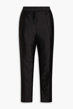 Wool and silk-blend twill tapered pants