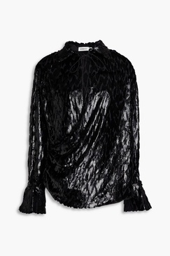 Luella wrap-effect metallic fil coupé Lurex and silk-blend blouse