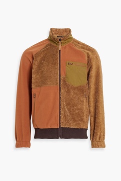 Patchwork-effect faux shearling and cotton-blend fleece jacket