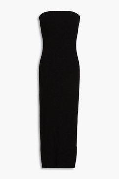 Strapless ribbed jersey midi dress