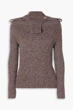 Mélange ribbed cotton turtleneck sweater