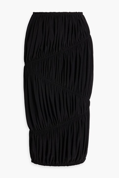 Ruched stretch-jersey midi skirt