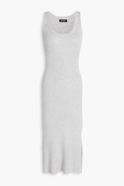 Ribbed silk and wool-blend midi dress