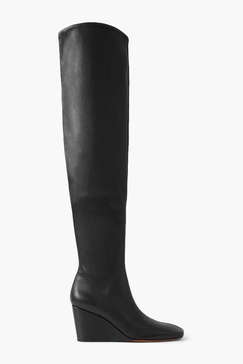 Arlet leather over-the-knee wedge boots