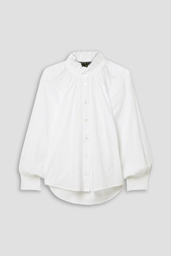 Ruffled cotton-voile blouse