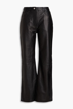 Leather straight-leg pants