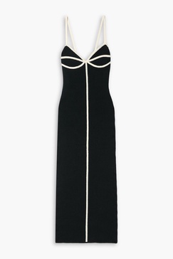 Sasha piped ribbed cotton-blend midi dress