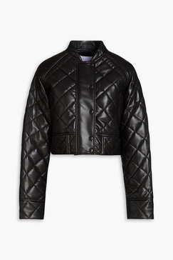 Ava cropped quilted faux leather jacket