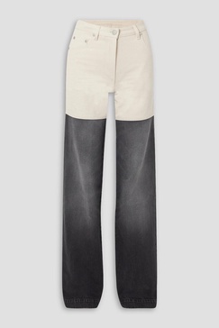 Two-tone high-rise straight-leg jeans