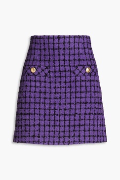 Checked bouclé-tweed mini skirt