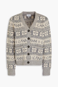 Jacquard-knit wool-blend cardigan