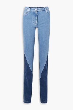 Two-tone high-rise slim-leg jeans