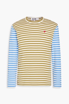 Appliquéd striped cotton-jersey T-shirt