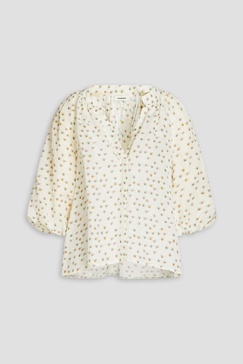 Gathered printed woven blouse