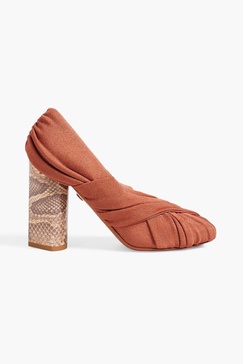 Ruched stretch-knit pumps