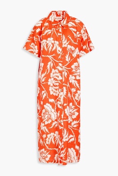 Abbie floral-print hemp midi shirt dress