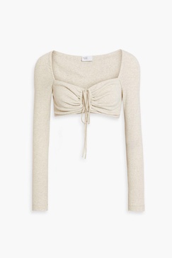 Cropped mélange cotton-jersey top