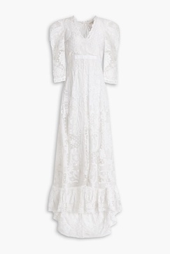 Cloud cutout cotton crocheted lace maxi dress