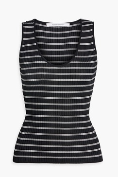 Striped ribbed-knit tank