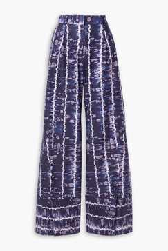 Hency tie-dyed cotton-blend wide-leg pants