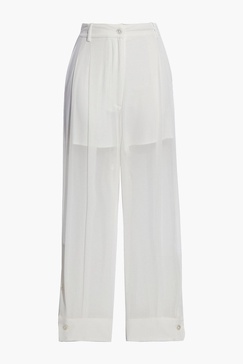 Pleated silk-crepe tapered pants