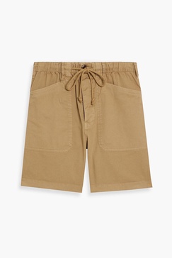 Cotton-blend twill drawstring shorts