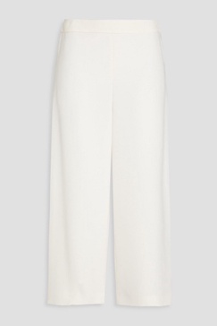 Cropped silk-crepe wide-leg pants