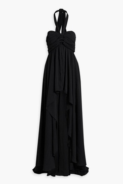 Natasha cutout ruched georgette halterneck maxi dress