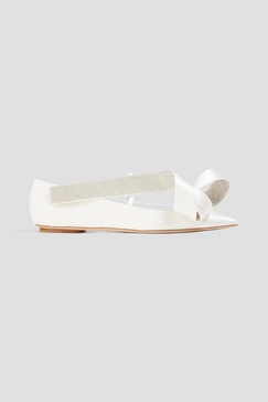 Marquise embellished satin point-toe flats