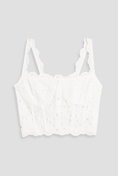 Tessa cropped broderie anglaise cotton-blend top