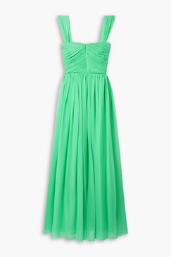 Pleated silk-chiffon maxi dress