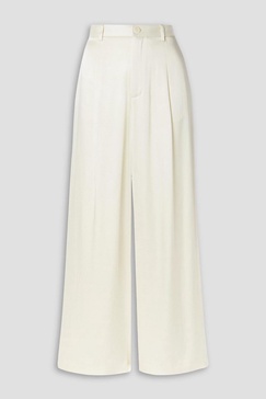 Pleated satin wide-leg pants