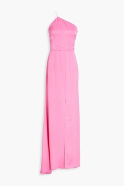 One-shoulder silk-crepe gown