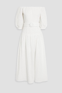 Mia off-the-shoulder broderie anglaise cotton maxi dress