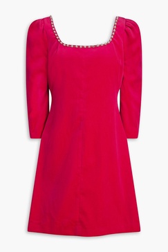 Belinda crystal-embellished cotton-blend velvet mini dress