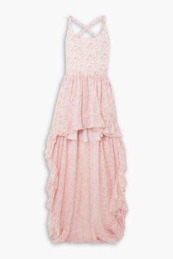 Clarisse ruffled floral-print silk-georgette gown