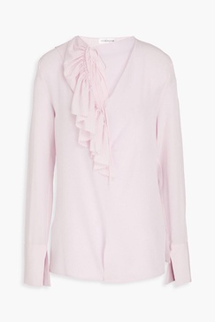 Ruffled silk crepe de chine blouse