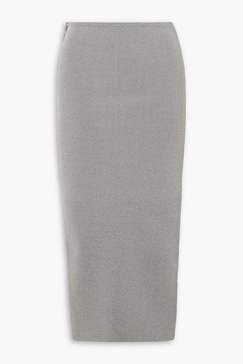 Crystal-embellished stretch-knit midi skirt