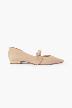 Asymmetric Clarita bow-detailed suede Mary Jane flats