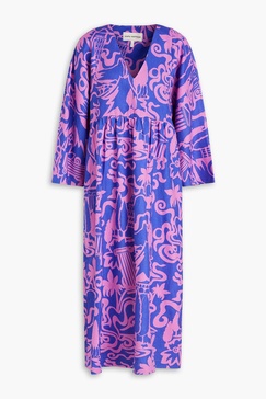 Aviva printed hemp midi dress