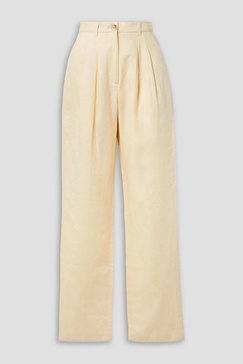 Jay pleated linen straight-leg pants