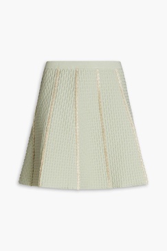 Metallic waffle-knit mini skirt