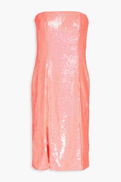 Strapless sequin-embellished jersey mini dress