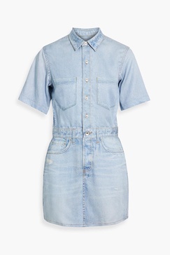 Freesia denim-effect print TENCEL™ mini shirt dress