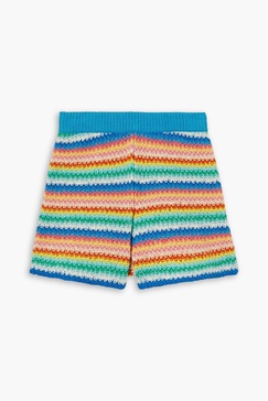 Over The Rainbow striped crocheted cotton shorts